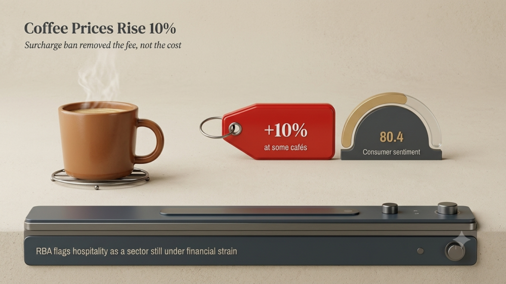 Coffee prices rise 10% after surcharge ban, sentiment falls.